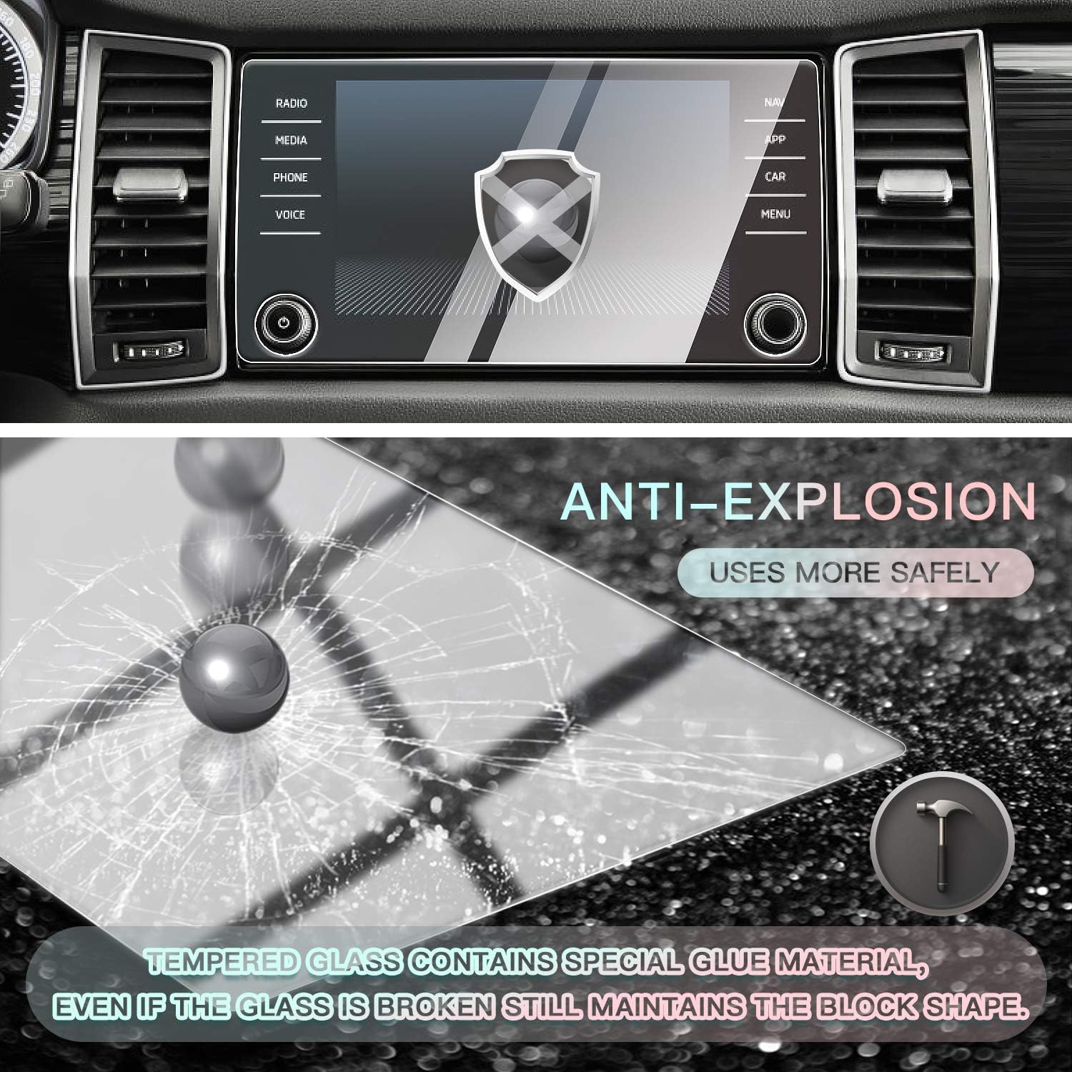 CDEFG Compatible with Skoda Karoq 2017-2023 2024 2025 Amundsen Glass Screen Protector Karoq Tempered Glass 8 inch HD GPS Navigator Protected Film Glass Karoq Kodiaq RS Accessories - Image 4