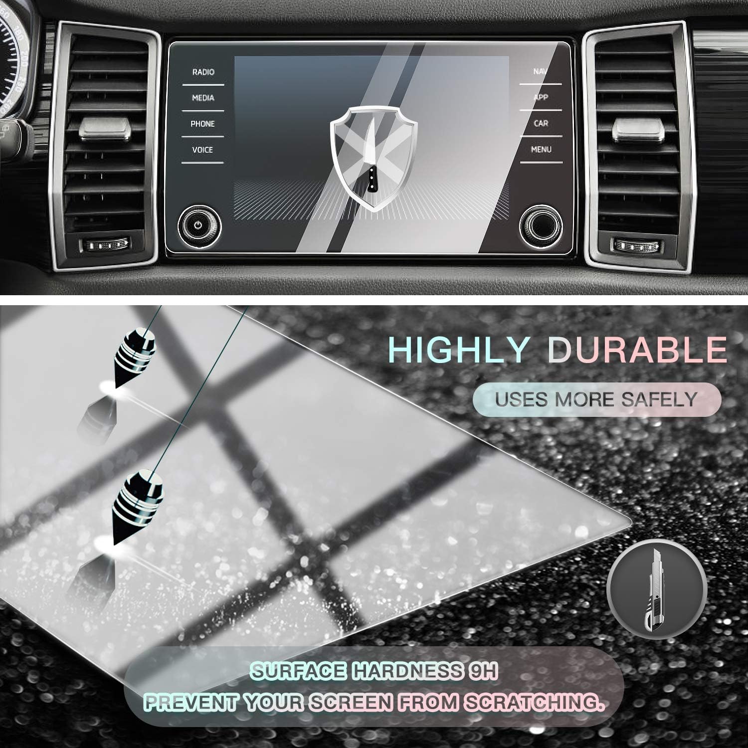 CDEFG Compatible with Skoda Karoq 2017-2023 2024 2025 Amundsen Glass Screen Protector Karoq Tempered Glass 8 inch HD GPS Navigator Protected Film Glass Karoq Kodiaq RS Accessories - Image 5