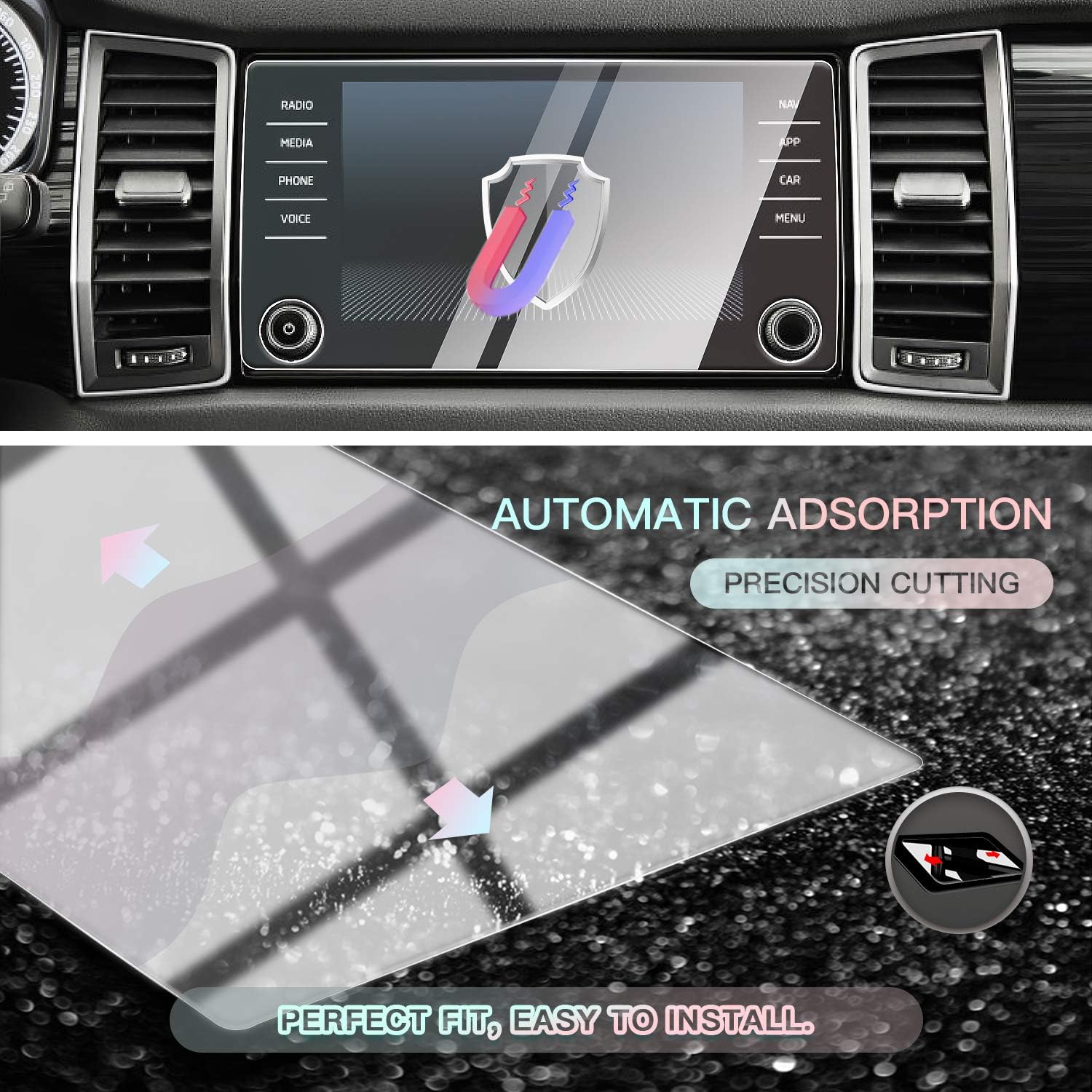 CDEFG Compatible with Skoda Karoq 2017-2023 2024 2025 Amundsen Glass Screen Protector Karoq Tempered Glass 8 inch HD GPS Navigator Protected Film Glass Karoq Kodiaq RS Accessories - Image 6