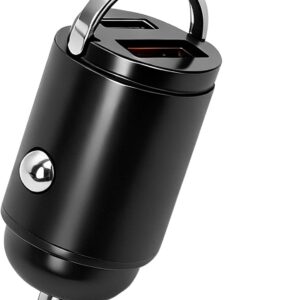 Cargador de coche Quick Charge 45 W, mini adaptador de mechero con doble USB-C, compacto para viaje, aluminio, compatible con iPhone, Samsung, Huawei, Xiaomi, tablets, iPad y Android