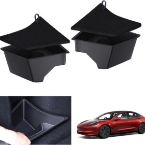 Organizador de maletero GAFAT nuevo para Tesla Model 3 Highland 2024 2025, caja lateral TPE resistente al agua con tapa afelpada, pack de 2