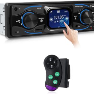 Radio de coche NHOPEEW 1 DIN con pantalla táctil de 2,7″, compatible con MP3, radio, manos libres, interfaz ISO, ecualizador, FM, Bluetooth, luces de colores, AUX, U Disk y carga Type-C