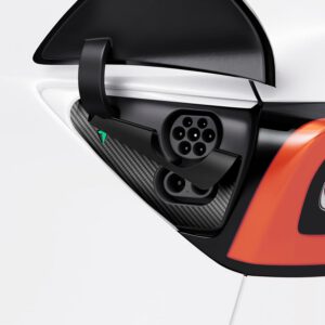 Set de película protectora y vinilo Spigen para Tesla Model 3 2021-2023 y Model Y, puerto de carga, diseño premium, Carbon Edition