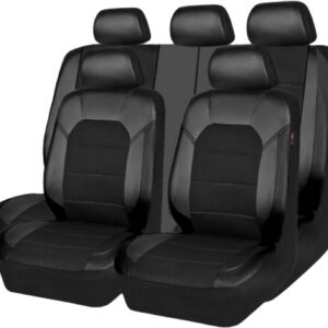 Juego de 9 fundas de asiento de cuero VOIV para Ford Kuga MK2 2012-2019, impermeables, protectores completos para interior, negro A