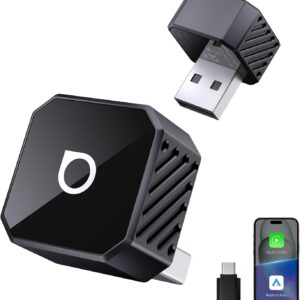 OTTOCAST Mini Pot 2026, adaptador inalámbrico 2 en 1 para CarPlay y Android Auto, compatible con iOS 10+/Android 11+ y coches con CarPlay desde 2016, plug & play, USB-A/Type-C, actualización OTA, negro