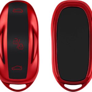 Funda kwmobile compatible con mando Tesla Model S, funda para llave de coche con botones TPU, rojo brillante