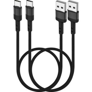Cable USB C corto 50 cm, pack de 2, carga rápida USB 2.0 trenzado, sincronización de datos 3 A, compatible con Samsung Galaxy S22/S22+/S21/S20/S10 Plus/S9 Ultra 5G y LG V50