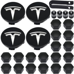 Kit de tapas Aero para ruedas Tesla S, 3, Y, X con logo plateado