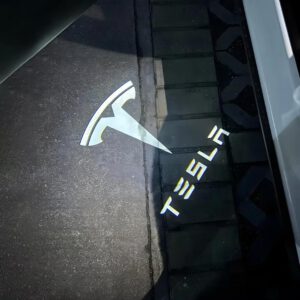 2 luces de bienvenida con proyector para Tesla Model 3 Highland 2024 2025, iluminación de cortesía con proyección de logo en puerta