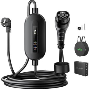 Cargador de coche eléctrico EVJUICION Tipo 2, 3,68 kW, 16 A, IP67, plug and charge, cable portátil de carga rápida de 6 metros con bolsa, IEC 62196-2