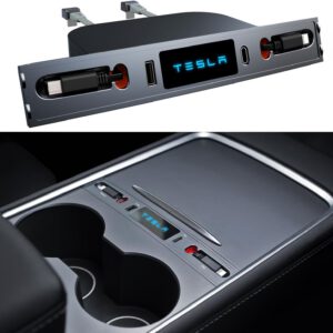 Hub USB para Tesla, carga rápida con adaptador de cable para Model Y 2021-2024 y Model 3 2021-2023, estación de acoplamiento para consola central, accesorios interiores Tesla