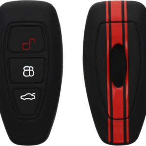 Funda kwmobile compatible con llave Ford Keyless Go de 3 botones, cubierta de silicona para mando de coche, rojo/negro