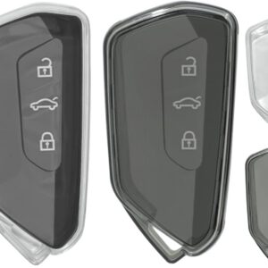 Funda para llave, 2 piezas de funda transparente TPU con botones para Golf 8 GTE GTI ID.3 ID.4, Seat Leon MK4, Tarraco, Ateca, Skoda Octavia 4, Cupra Formentor