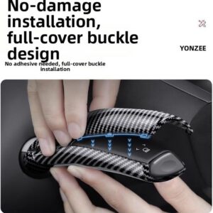 Cubierta para pomo de palanca de cambios Tesla Model Y y Model 3, protección de instalación a presión con textura de fibra de carbono ABS
