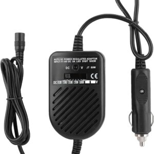 Adaptador cargador de coche DC 80 W para portátil, salida estabilizada, voltaje ajustable, 8 puntas intercambiables, apto para IBM