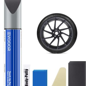 Kit de pintura para llantas Tesla Incognito Grey con espátula, compatible con Tesla Model 3 Highland 2024, 20″, coincidencia exacta, retoque de arañazos y desconchones, gris