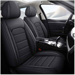 Funda de asiento de coche de 5 plazas para MG HS, impermeable, piel, protectora para asientos delanteros y traseros, compatible con airbag, negro