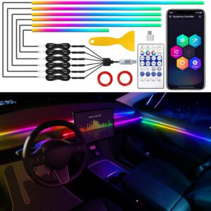 Tira de luz interior acrílica Dreamcolor RGB para Tesla Model 3/Y/S/X, USB/Type C, 6 en 1, 187 pulgadas, 650 LED, iluminación ambiental neón con sincronización musical dinámica