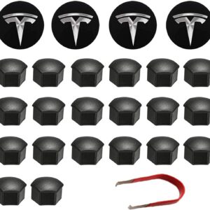 Kit RUIZHI de tapas para tuercas de rueda y cubierta central de llanta compatible con Tesla Model S X 3, negro