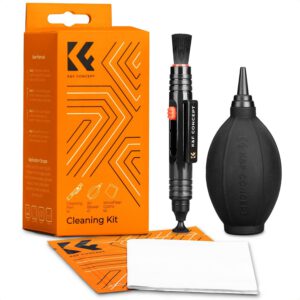 Kit de limpieza de cámara K&F CONCEPT 4 en 1, soplador, 2 paños de microfibra envasados al vacío y lápiz limpiador con cepillo/cabezal de carbono para DSLR y lentes