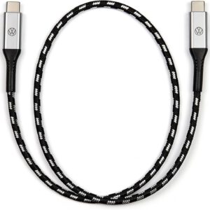Cable de carga Volkswagen 000051446CB Premium USB-C a USB-C, 50 cm, logo VW iluminado, negro