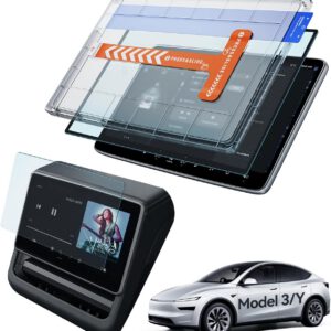 Pack de 2 protectores de pantalla de 15,4″+8″ para Tesla Model 3 2024-2026 y Model Y 2025, vidrio templado 9H mate antirreflejos para pantalla delantera y trasera con kit de instalación
