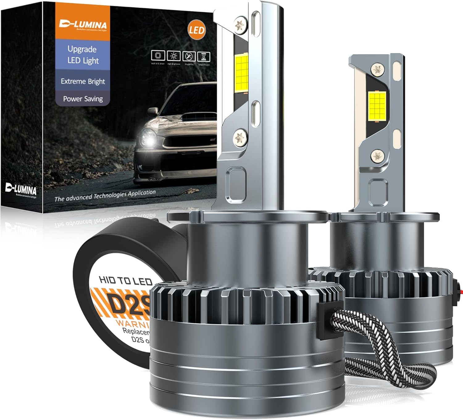 Bombillas LED D-Lumina D2S, 120 W, 20000 lm, 6500 K, blanco extremadamente brillante para faros de coche, resistentes a errores Canbus, sustituyen bombillas xenón HID OEM, plug and play, 2 piezas