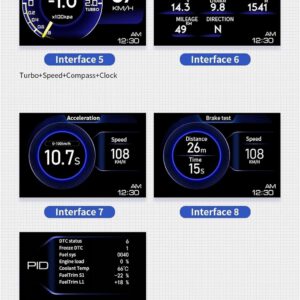 KIMISS Head Up Display HUD para coche, pantalla de 3″ OBD2 + GPS, medidor inteligente, velocímetro, turbo, RPM y alarma para coche y camión
