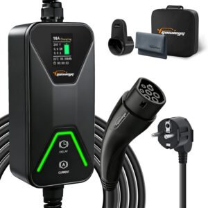 Cargador de coche eléctrico 3,5 kW, 8-16 A, 6 m, Tipo 2 portátil con Schuko para PHEV/EV, con bolsa de transporte, impermeable IP66, IEC 62196