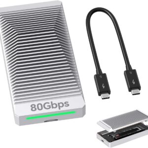 Caja NVMe QWIIZLAB 80 Gbps sin ventilador, carcasa de aluminio, compatible con Thunderbolt 5/4/3 y USB 4/USB 3.2/3.1/3.0, admite SSD PCIe M.2 hasta 8 TB