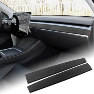 Cubierta de salpicadero para Tesla Model 3 Model Y 2017-2022, embellecedor estilo Alcántara para salpicadero, decoración interior, pack de 2, negro
