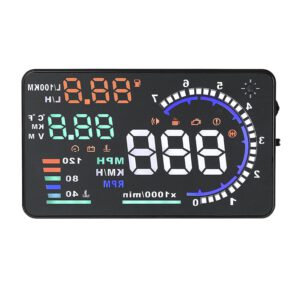 HUD Tyenaza A8 para coche, Head Up Display de 5,5″, proyector en parabrisas, velocidad del vehículo, recordatorio de velocidad del motor y fatiga al conducir