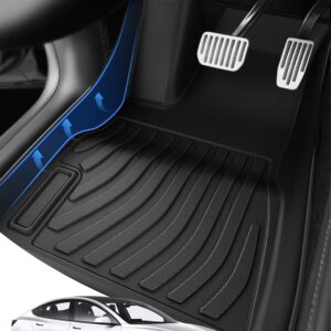 Alfombrillas de coche para Tesla Model 3 volante a la izquierda 2021-2024, alfombrillas delanteras TPE antideslizantes, impermeables y fáciles de limpiar, negro