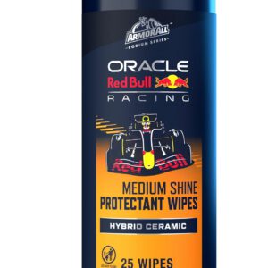 Armor All Podium Series, limpiador de salpicadero para interior de coche, 25 toallitas XL protectoras con tecnología cerámica SiO2, limpieza, protección y brillo medio con protección UV, edición Oracle Red Bull Racing