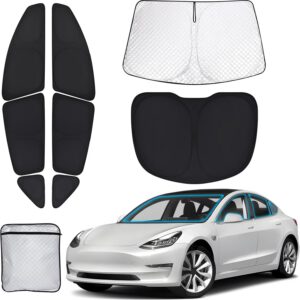 Parasol XCBYT compatible con Tesla Model Y 2019-2024, parasol delantero, lateral y trasero, protección solar y privacidad para camping