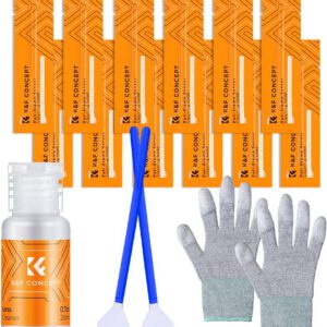Kit de limpieza de cámara K&F Concept 18 en 1, con 16 bastoncillos para sensor full frame de 24 mm, empaquetado al vacío, líquido limpiador y guantes para sensor, lente, Canon/Nikon