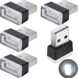 Luces USB CTRICALVER para coche, 5 piezas, mini luces LED USB portátiles para ambiente interior, aptas para coches, ordenadores y portátiles, blanco