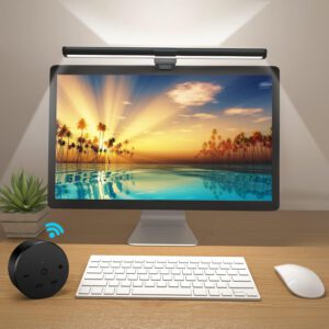 Barra de luz OOWOLF para monitor de 16″, lámpara de escritorio regulable CRI≥95, 3 colores LED con luz trasera y control remoto