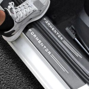 4 protectores de escalón para Cupra Formentor 2020 en adelante, protección decorativa de umbral de puerta con adhesivos efecto fibra de carbono