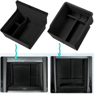 Pack de 2 accesorios para Tesla Model 3 Highland 2024 2025 y Model Y Juniper, bandeja organizadora de consola central, caja de almacenamiento con interior afelpado