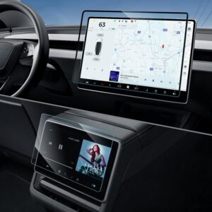 Pack de 2 protectores de pantalla para Tesla Model Y 2025-2026 y Model 3 2024-2026, pantalla de 15,4″ y pantalla trasera de 8″, vidrio templado 9H antirreflejos y antihuellas