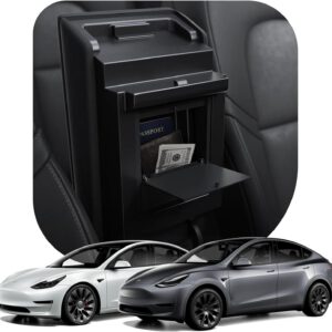 Caja de almacenamiento oculta Spigen One-Touch Carbon Edition para consola central/reposabrazos Tesla Model 3 2021-2023 y Tesla Model Y hasta 2024