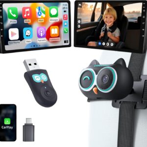 OTTOCAST Cabin Care 2026, adaptador inalámbrico 2 en 1 CarPlay + cámara de bebé, 1080P Full HD, gran angular 150°, visión nocturna IR, compatible con CarPlay cableado desde 2016