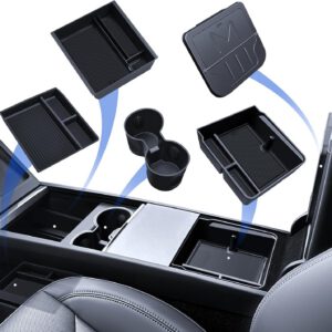 5 accesorios para Tesla Model 3 2024-2026, organizador de consola central, bandeja de silicona, caja de almacenamiento para reposabrazos, caja oculta y portavasos