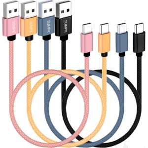Cable USB C corto 50 cm, pack de 4, carga rápida 18 W, USB 2.0, compatible con Samsung Galaxy S22, S21, S20 Ultra 5G y Google Pixel