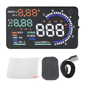 HUD Head Up Display para coche de 5,5″, pantalla de velocidad en parabrisas, compatible con OBD II/EUOBD, medición de kilometraje