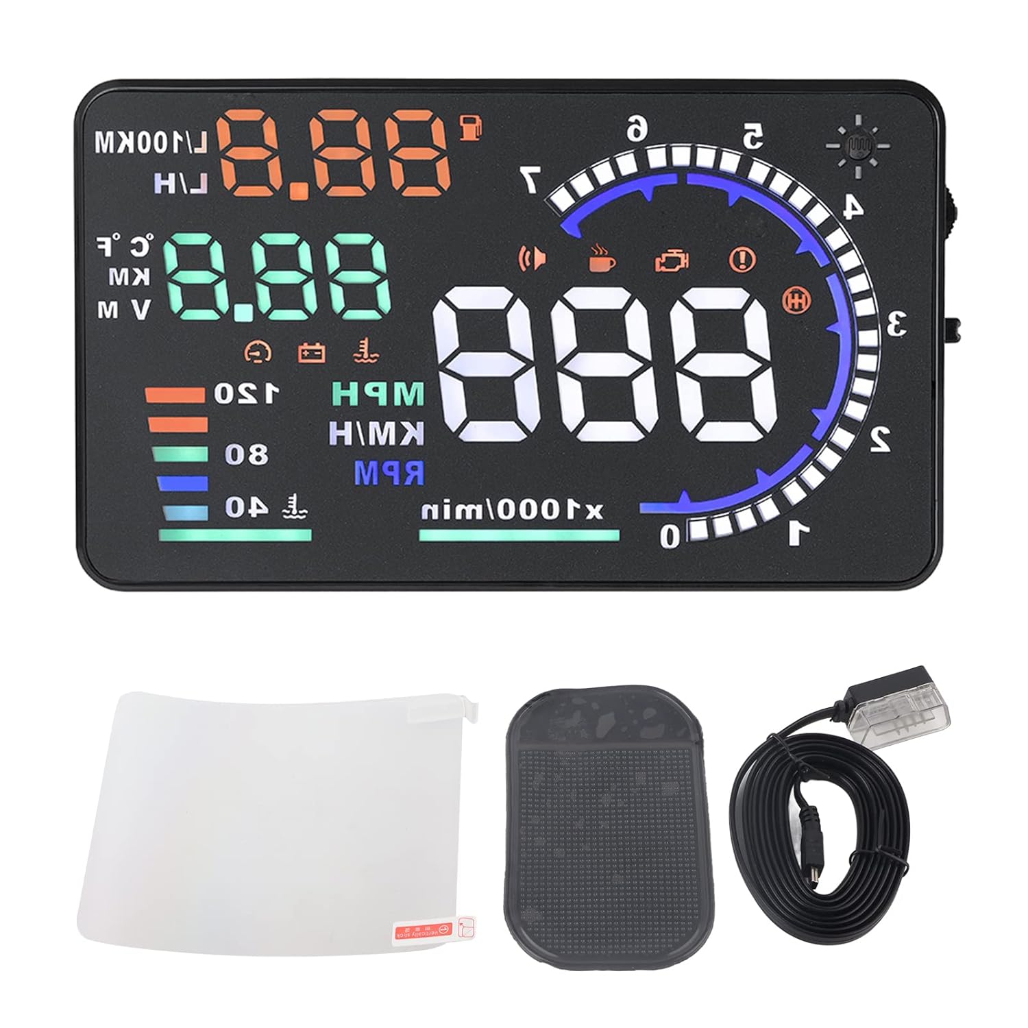 HUD Head Up Display para coche de 5,5", pantalla de velocidad en parabrisas, compatible con OBD II/EUOBD, medición de kilometraje