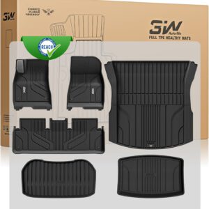 Alfombrillas 3W nuevas de 6 piezas para Tesla Model 3 Highland 2024-2025, incluye alfombrilla de maletero en material premium Thorex, para todas las estaciones, antideslizantes e impermeables