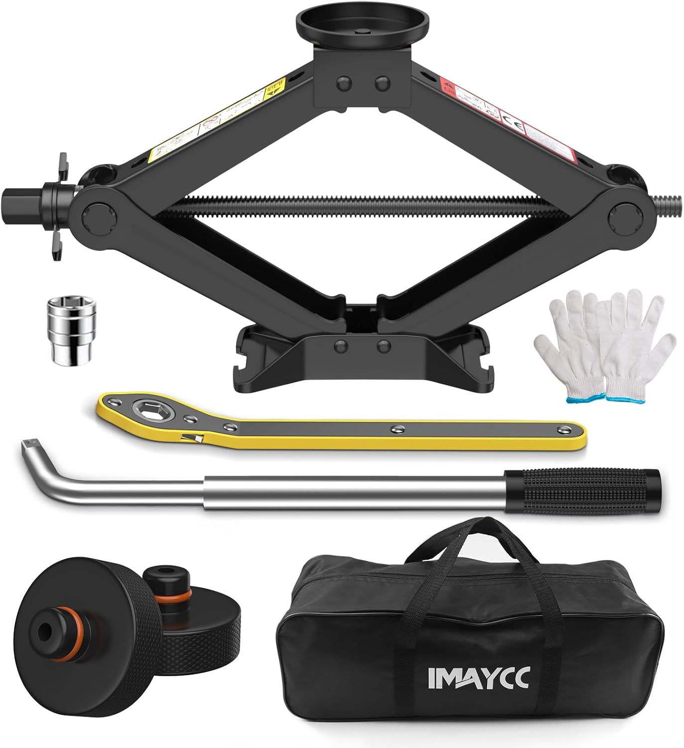 Gato de tijera IMAYCC 2,5 T para Tesla Model 3/Y/S/X, gato de coche con almohadilla de elevación Tesla Jack Pad, manivela y llave telescópica para tuercas