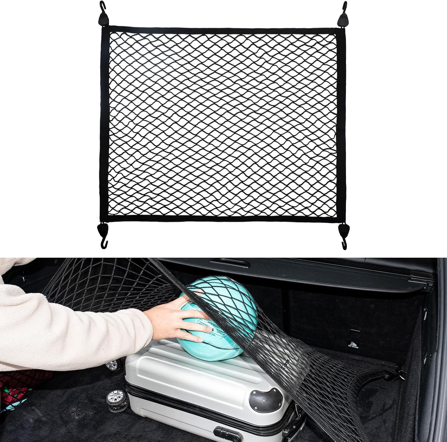 Red roja para maletero de coche, 80 x 60 cm, organizador elástico de carga para Kia, Hyundai, Peugeot, Renault, Lynk & Co, Mazda y Lexus